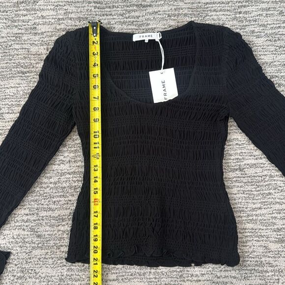 NWT Frame Ruched Black Ling Sleeve Blouse Small - Picture 8 of 11